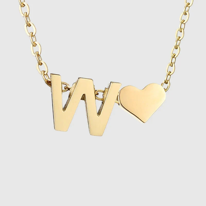 Collar para mujer con colgante de corazón e inicial - letra 