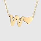 Collar para mujer con colgante de corazón e inicial - letra 