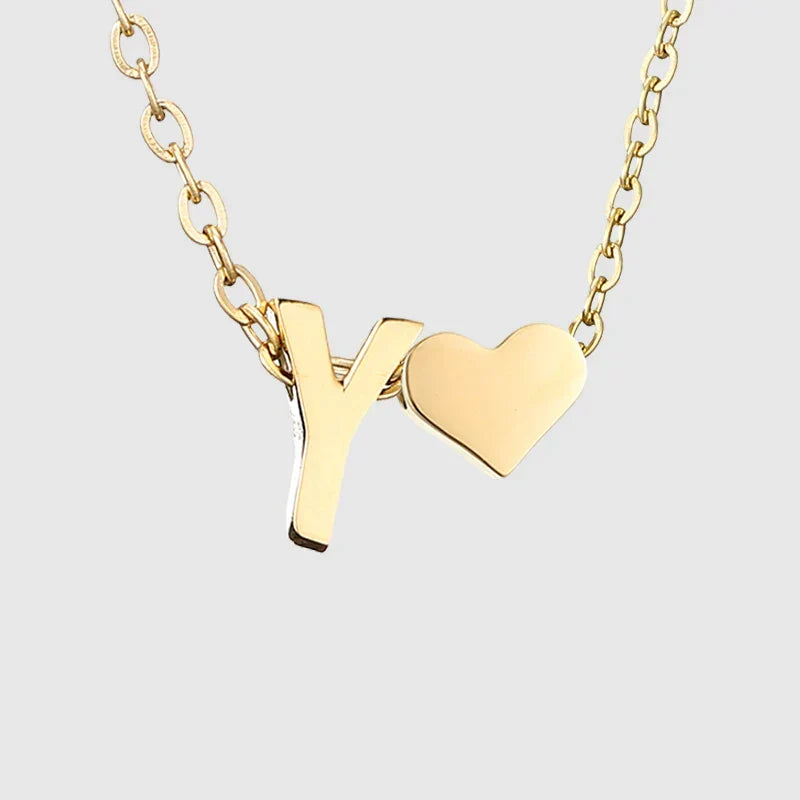 Collier pour femme avec pendentif coeur et initiale - lettre