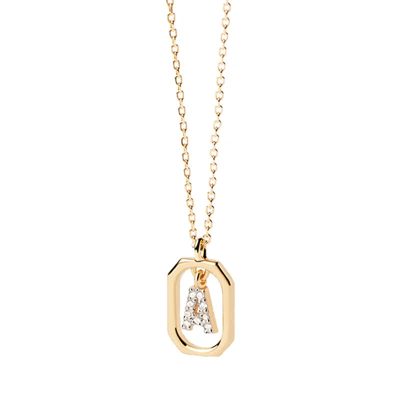 Collar para mujer con colgante hexagonal con inicial - letra 