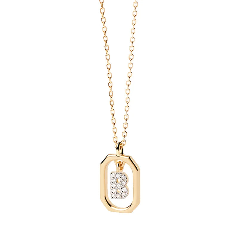 Collar para mujer con colgante hexagonal con inicial - letra 