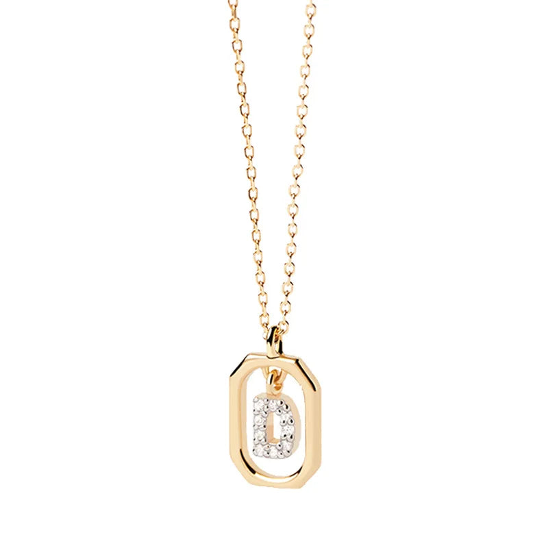 Collar para mujer con colgante hexagonal con inicial - letra 