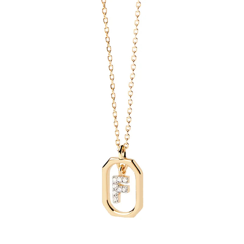 Collar para mujer con colgante hexagonal con inicial - letra 