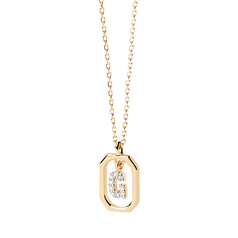 Collier femme avec pendentif hexagonale initiale g