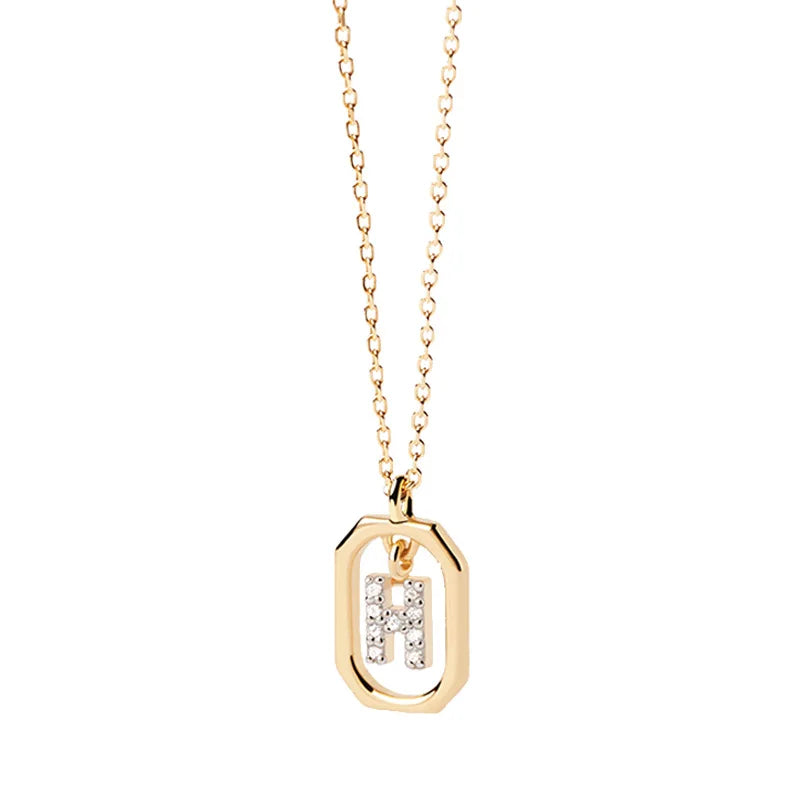 Collar para mujer con colgante hexagonal con inicial - letra 