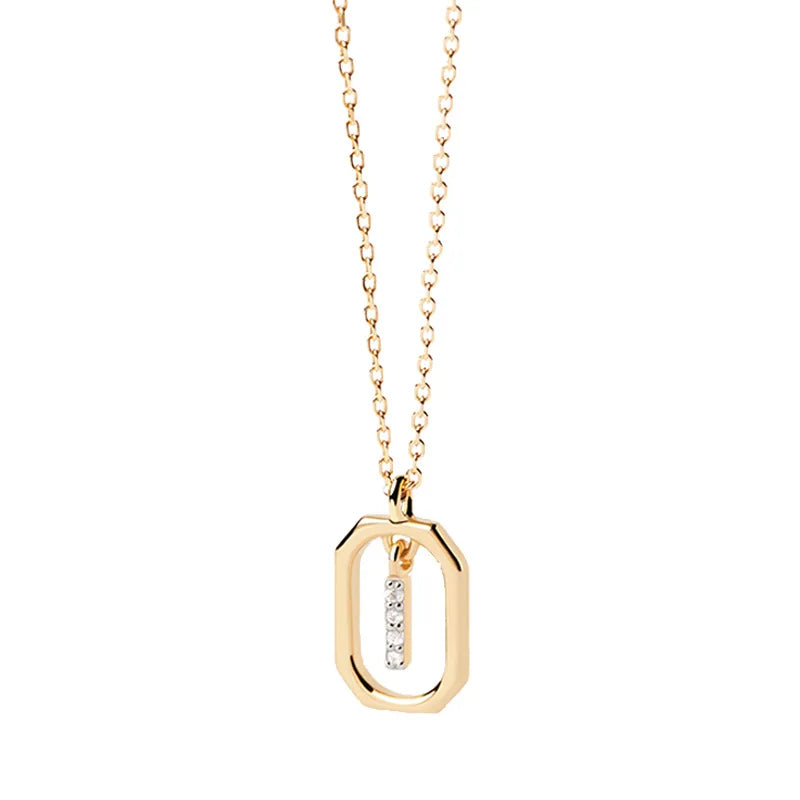 Collar para mujer con colgante hexagonal con inicial - letra 