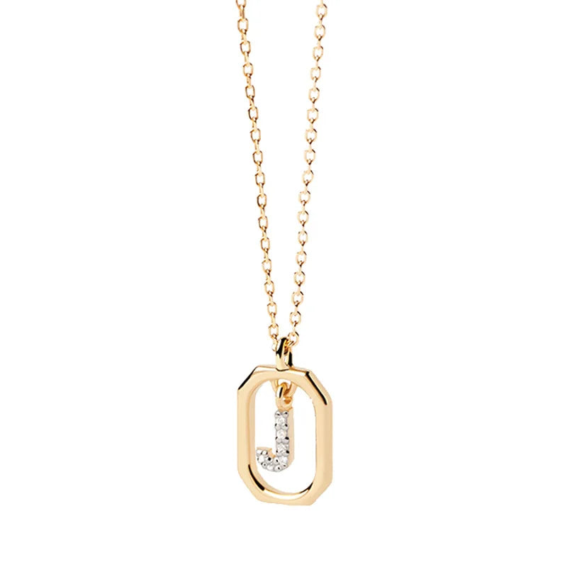 Collar para mujer con colgante hexagonal con inicial - letra 