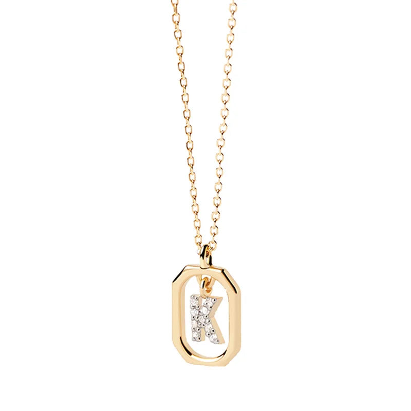 Collar para mujer con colgante hexagonal con inicial - letra 