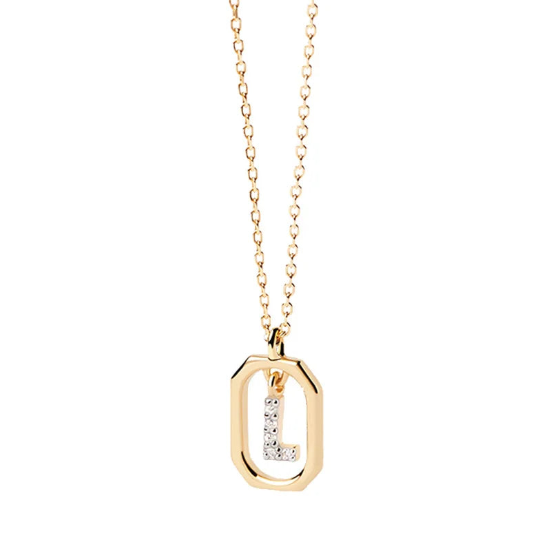 Collar para mujer con colgante hexagonal con inicial - letra 