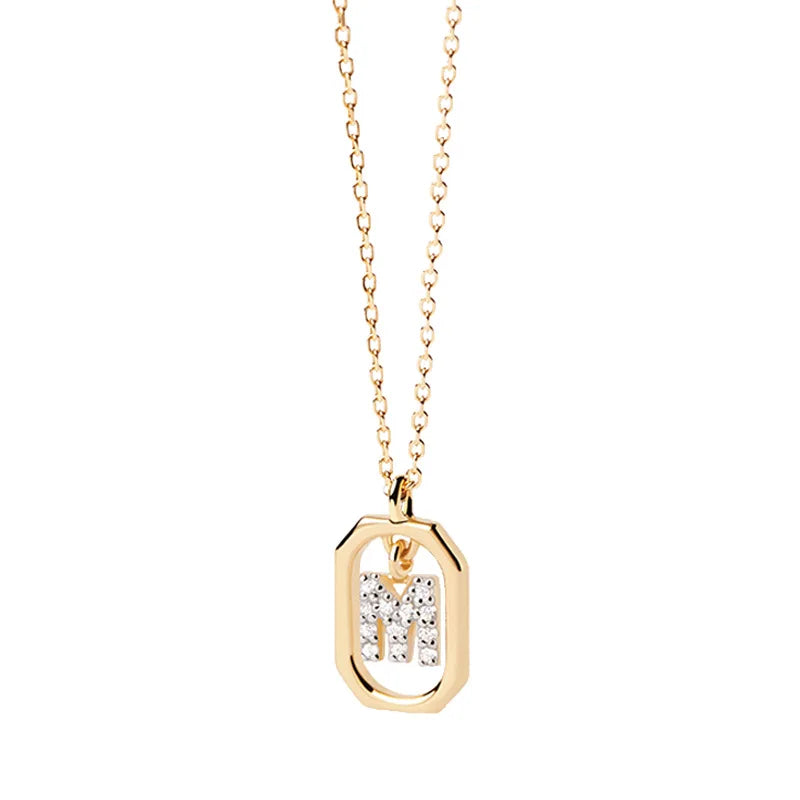 Collar para mujer con colgante hexagonal con inicial - letra 