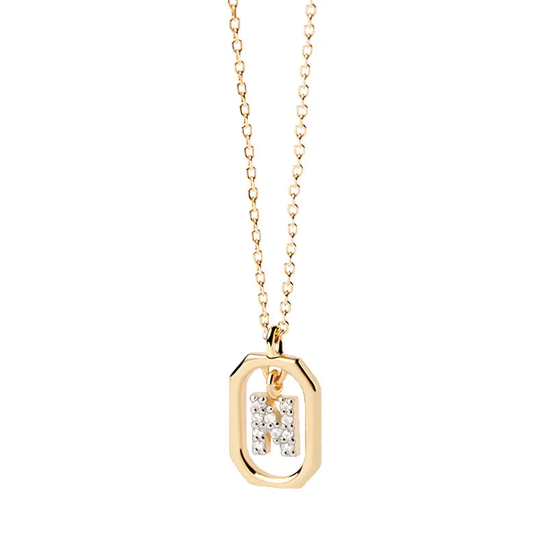 Collar para mujer con colgante hexagonal con inicial - letra 