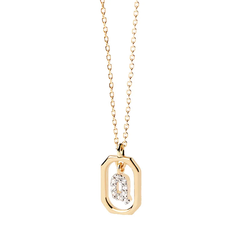 Collar para mujer con colgante hexagonal con inicial - letra 