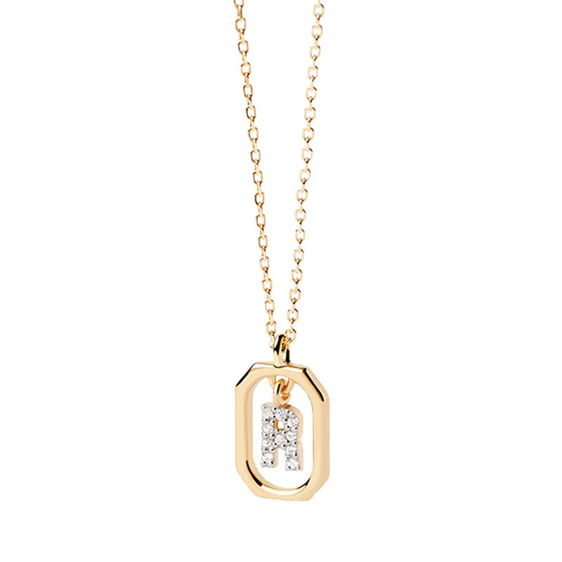 Collar para mujer con colgante hexagonal con inicial - letra 