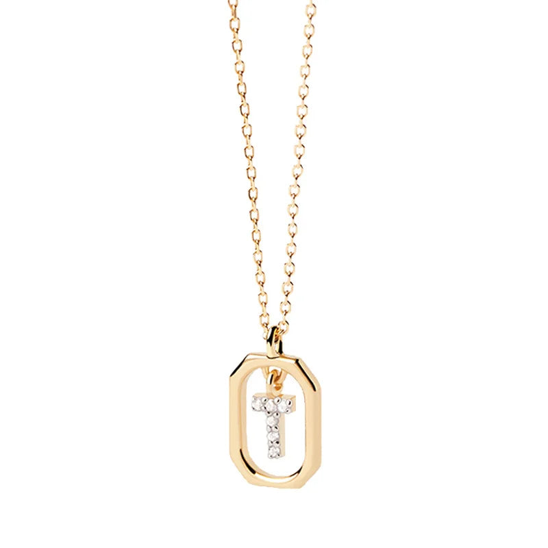 Collar para mujer con colgante hexagonal con inicial - letra 