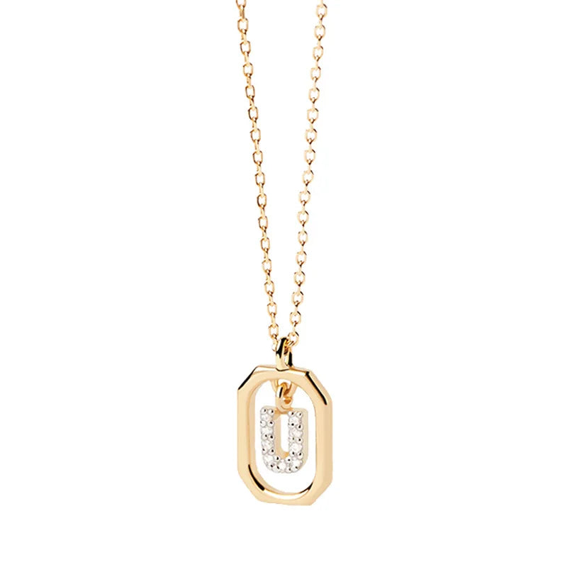 Collar para mujer con colgante hexagonal con inicial - letra 