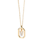 Collier femme avec pendentif hexagonale initiale v