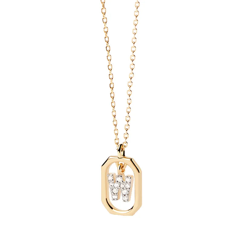 Collar para mujer con colgante hexagonal con inicial - letra 