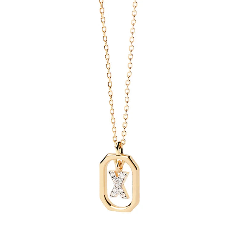 Collier femme avec pendentif hexagonale initiale x