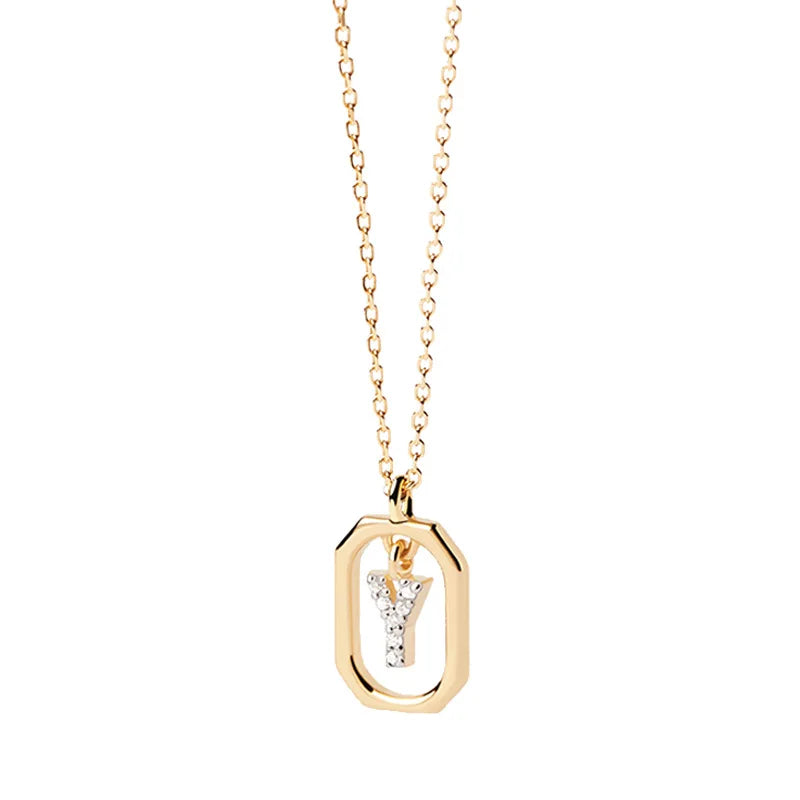 Collar para mujer con colgante hexagonal con inicial - letra 