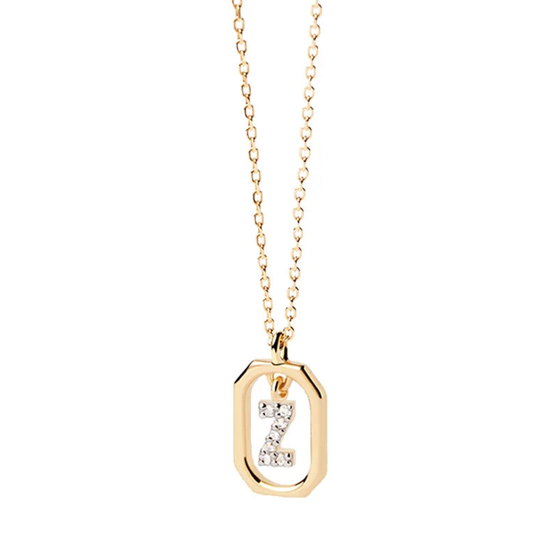 Collar para mujer con colgante hexagonal con inicial - letra 