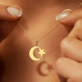 Collar con Colgante Simbólico del Islam Media Luna y Estrella para mujer