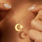 Collar con Colgante Simbólico del Islam Media Luna y Estrella para mujer