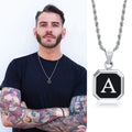 Collar para hombre con colgante hexagonal de inicial - letra 
