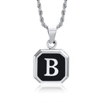 Collier homme avec pendentif hexagonale initiale b