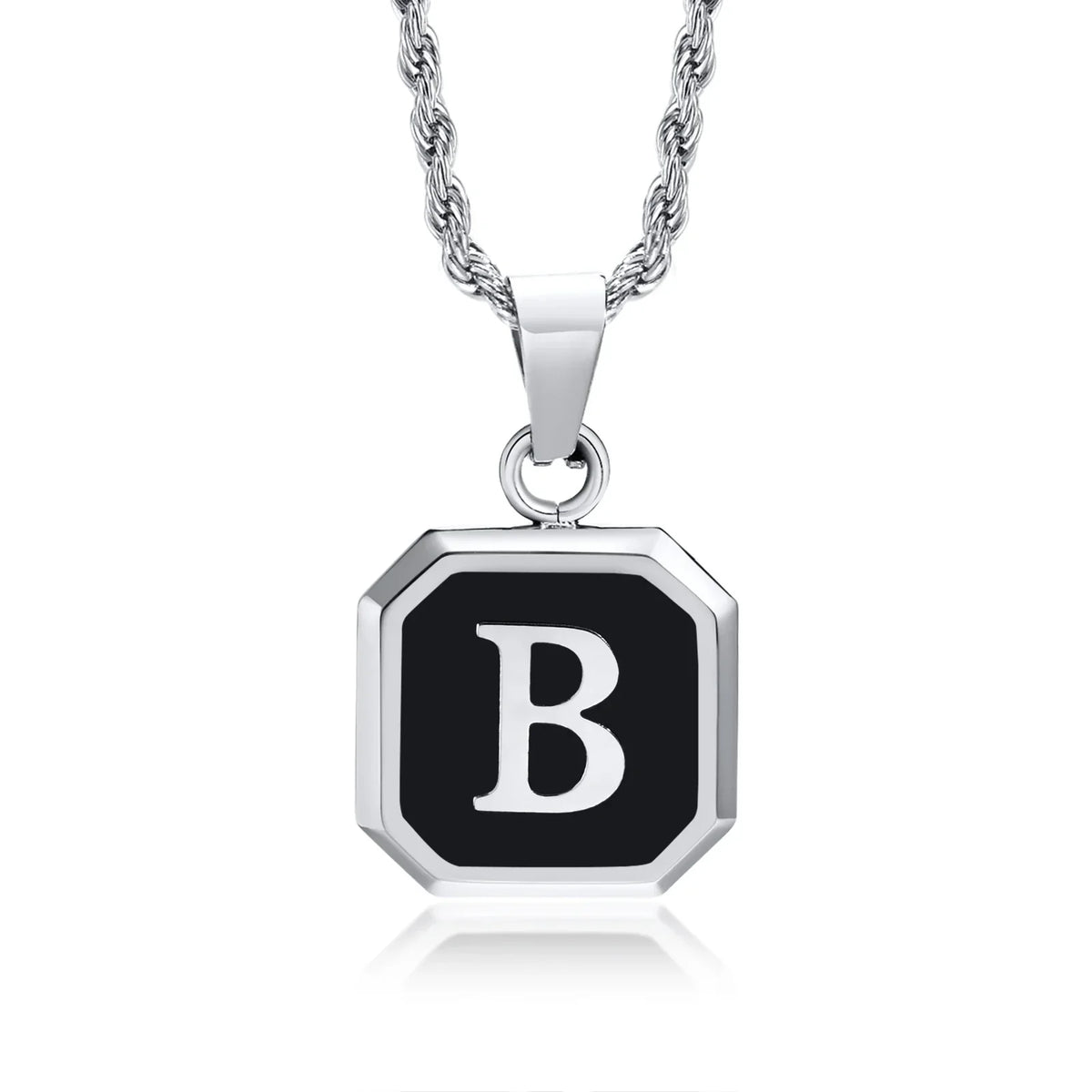 Collar para hombre con colgante hexagonal de inicial - letra 