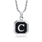 Collar para hombre con colgante hexagonal de inicial - letra 
