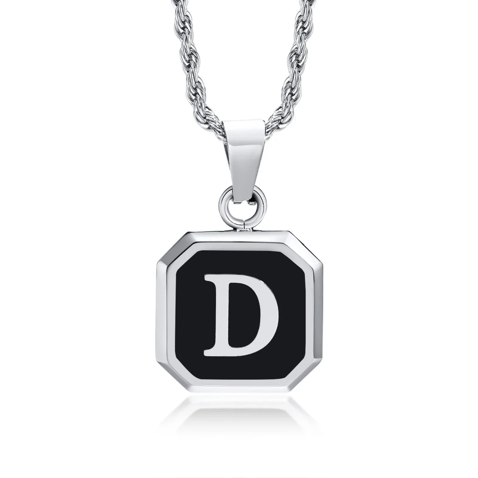 Collier homme avec pendentif hexagonale initiale d
