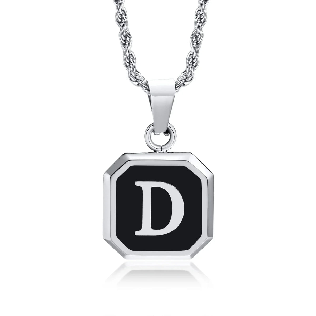 Collar para hombre con colgante hexagonal de inicial - letra 