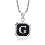 Collar para hombre con colgante hexagonal de inicial - letra 