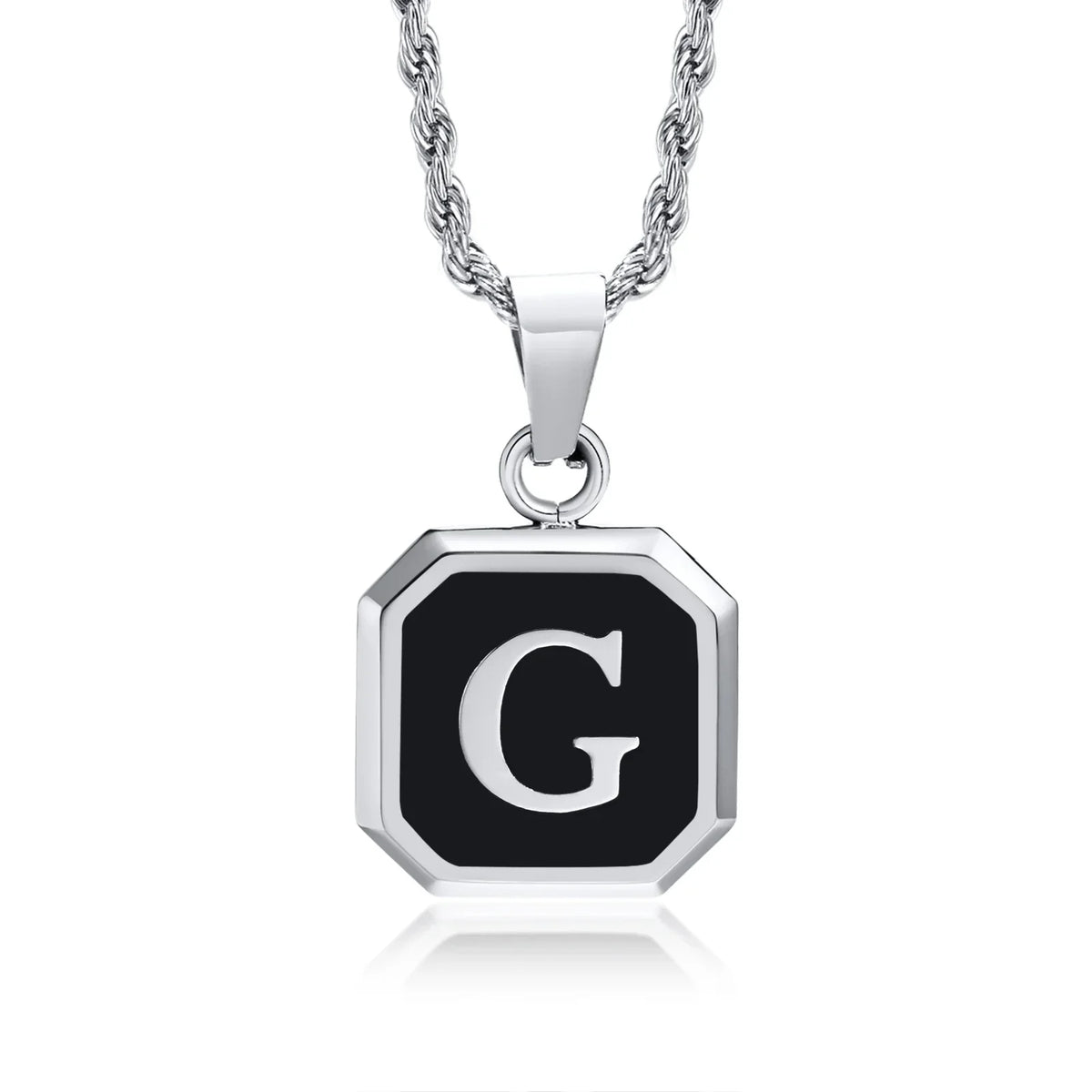 Collar para hombre con colgante hexagonal de inicial - letra 