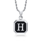 Collier homme avec pendentif hexagonale initiale h