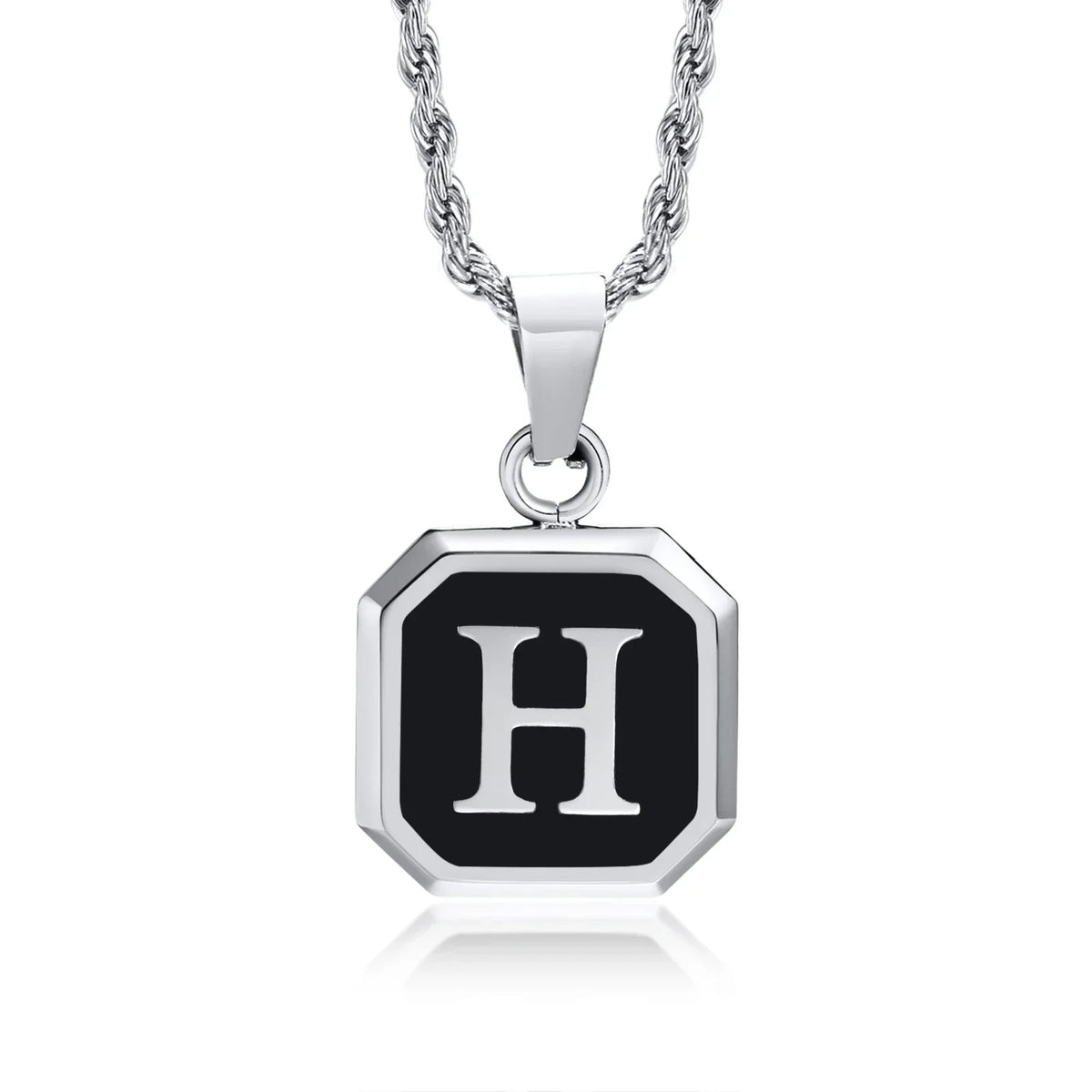 Collar para hombre con colgante hexagonal de inicial - letra 