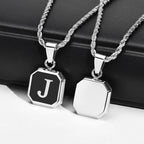 Collar para hombre con colgante hexagonal de inicial - letra 