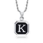 Collar para hombre con colgante hexagonal de inicial - letra 