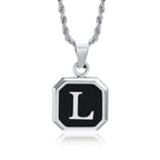 Collar para hombre con colgante hexagonal de inicial - letra 