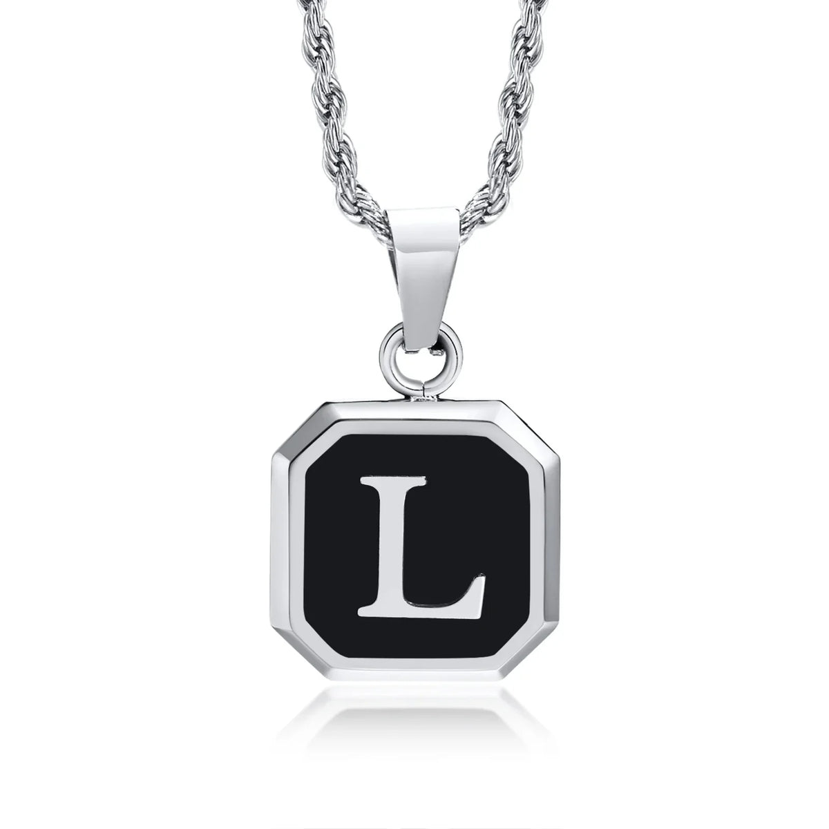 Collar para hombre con colgante hexagonal de inicial - letra 