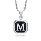 Collar para hombre con colgante hexagonal de inicial - letra 