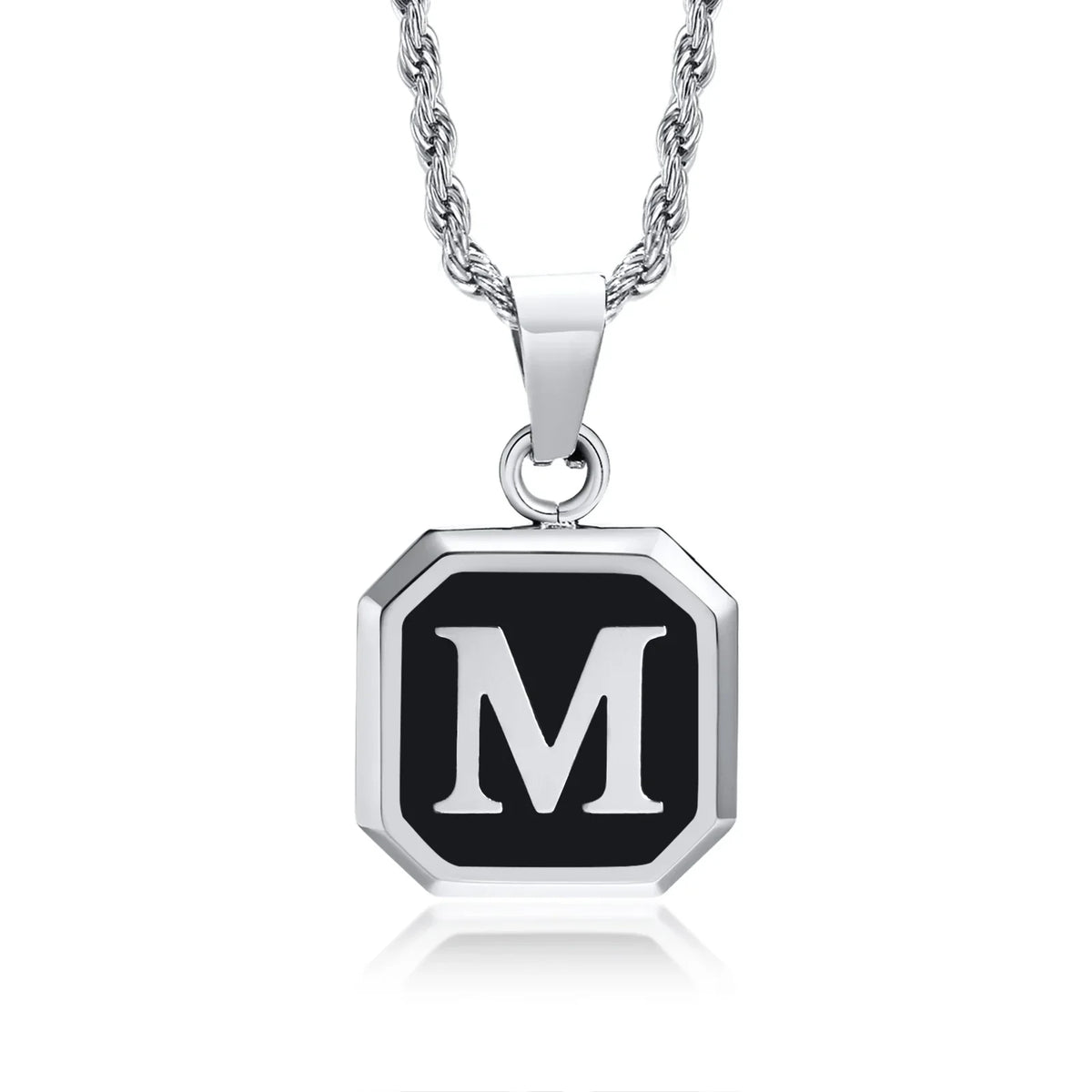 Collar para hombre con colgante hexagonal de inicial - letra 