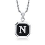 Collar para hombre con colgante hexagonal de inicial - letra 