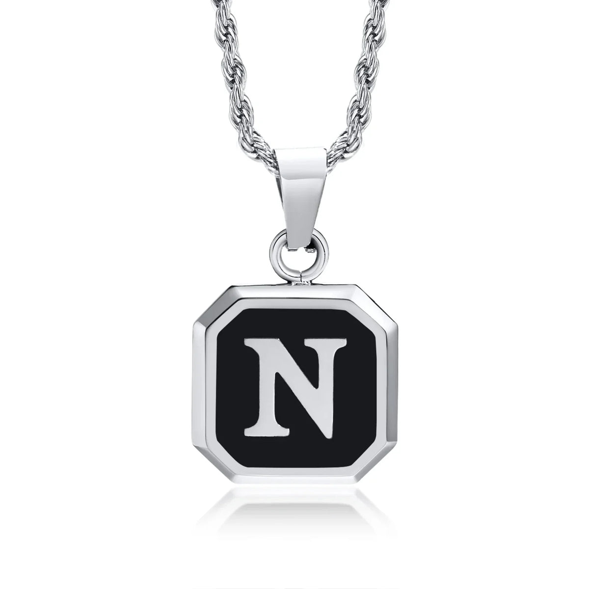 Collar para hombre con colgante hexagonal de inicial - letra 