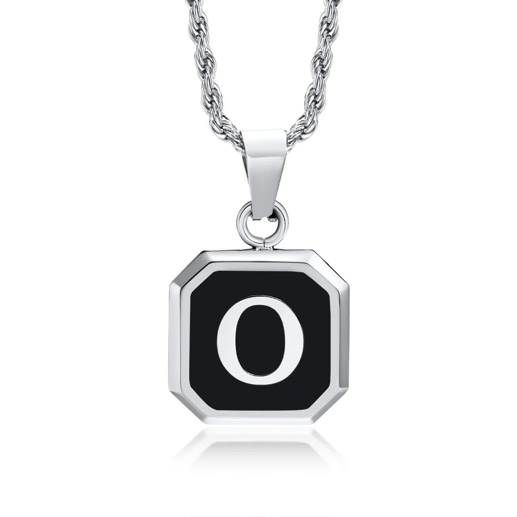 Collier homme avec pendentif hexagonale initiale o