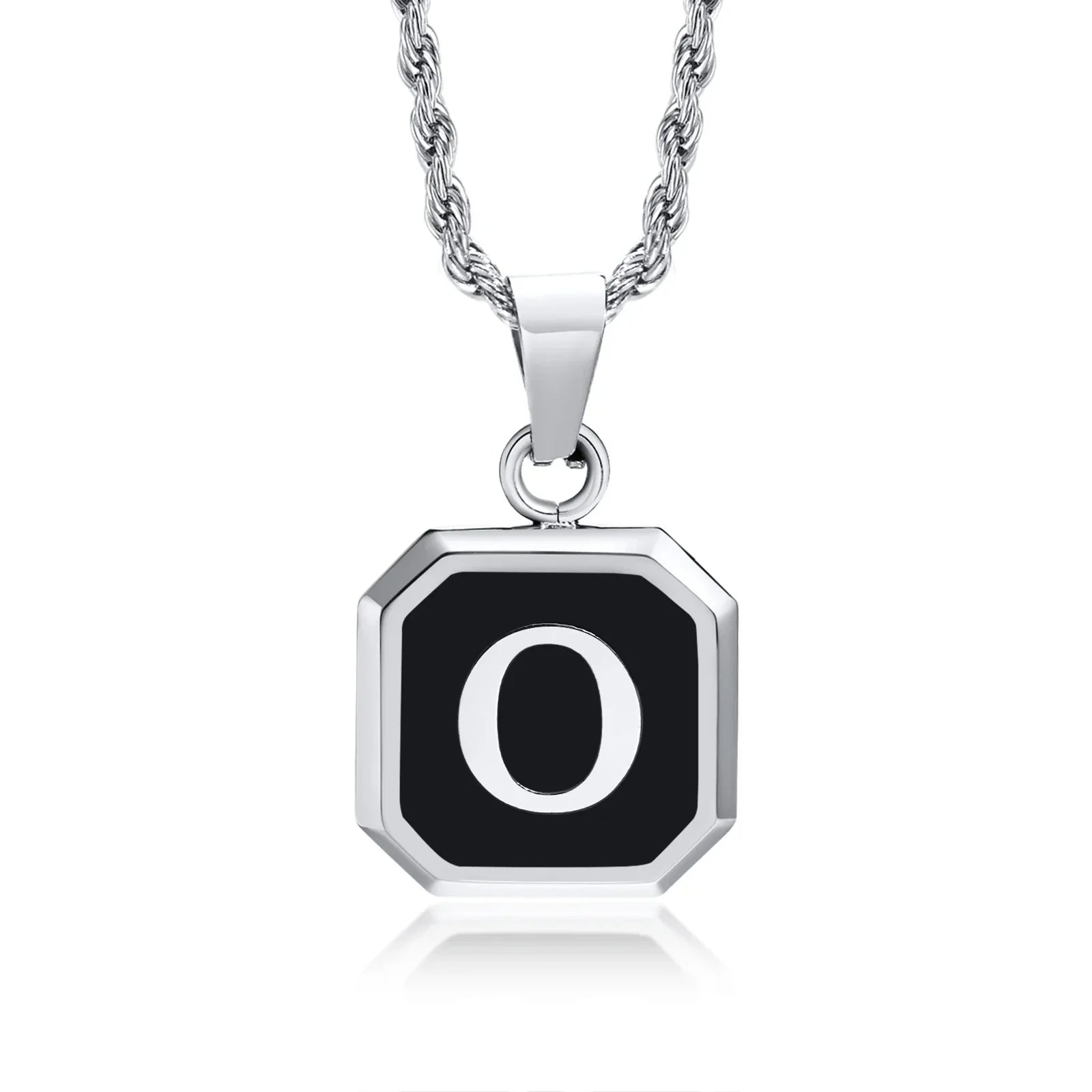 Collier homme avec pendentif hexagonale initiale o