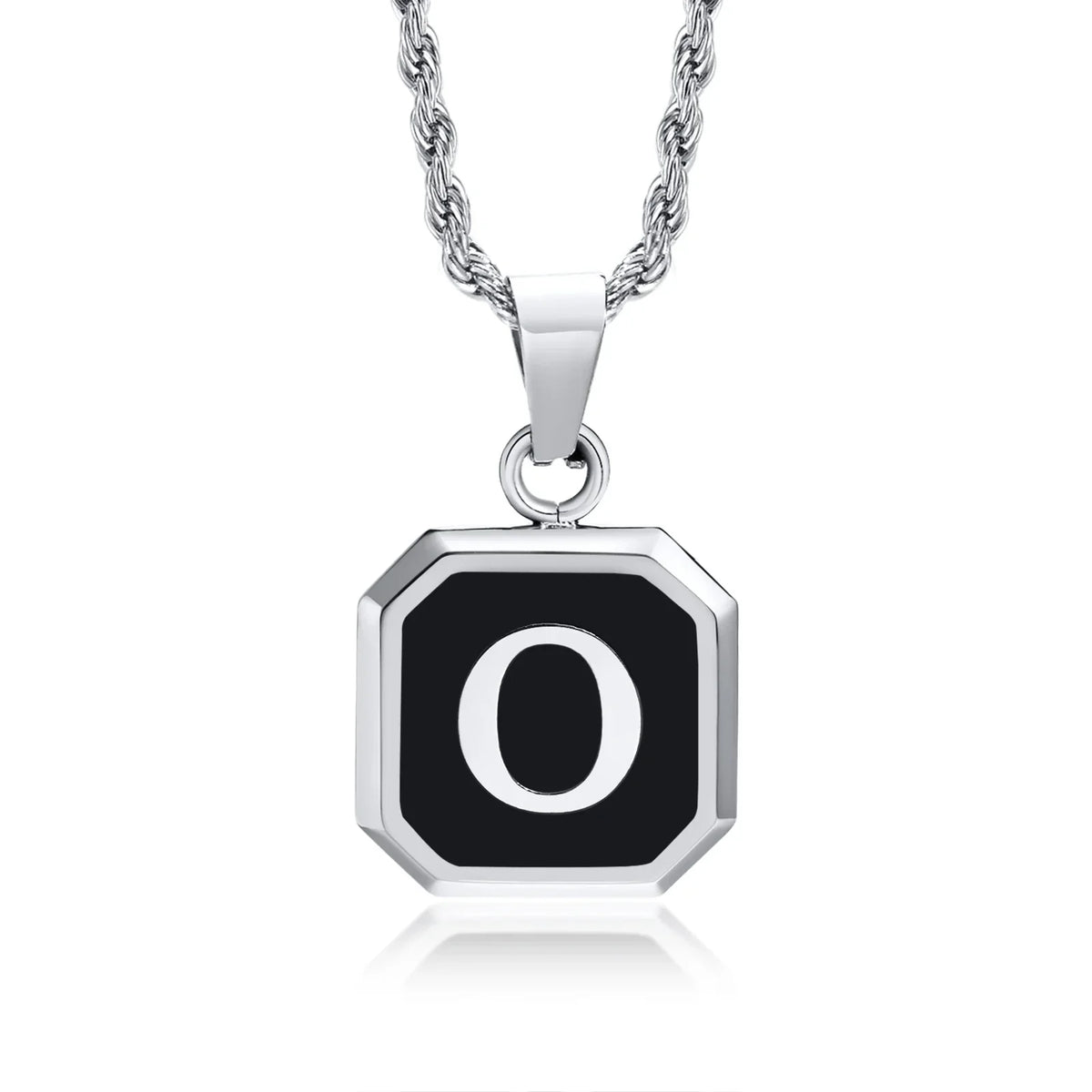 Collar para hombre con colgante hexagonal de inicial - letra 