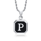 Collier homme avec pendentif hexagonale initiale p