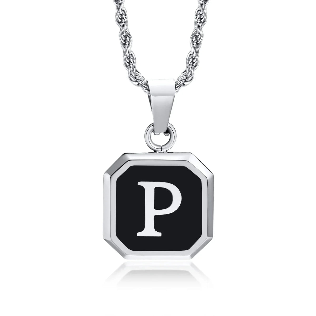Collar para hombre con colgante hexagonal de inicial - letra 