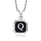 Collar para hombre con colgante hexagonal de inicial - letra 
